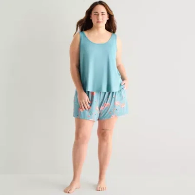 Ambrielle Womens Sleeveless 2-pc. Plus Pajama Set In Multi