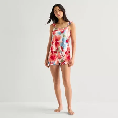 Ambrielle Womens Square Neck Sleeveless 2-pc. Cami Pajama Set In Red