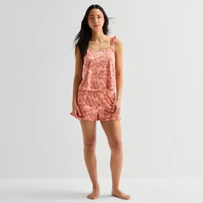 Ambrielle Womens Square Neck Sleeveless 2-pc. Cami Pajama Set In Pink