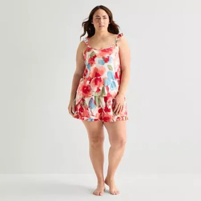 Ambrielle Womens Square Neck Sleeveless 2-pc. Plus Cami Pajama Set In Multi
