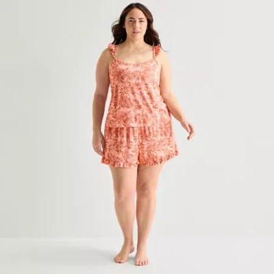 Ambrielle Womens Square Neck Sleeveless 2-pc. Plus Cami Pajama Set In Multi