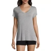 Ambrielle Womens V Neck Short Sleeve Pajama Top In Gray