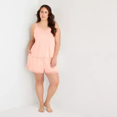 Ambrielle Womens V Neck Sleeveless Pajama Top In Pink