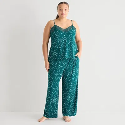 Ambrielle Womens V-neck Sleeveless 2-pc. Pajama Set In Green