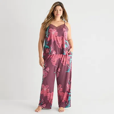 Ambrielle Womens V-neck Sleeveless 2-pc. Pajama Set In Purple
