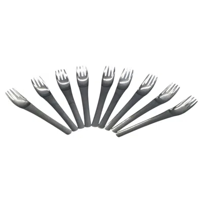 Pre-owned Ambrogio Pozzi Joe Colombo And  For Alitalia Set Of 9 "linea 72" Forks, Itali In Gray