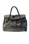 Ambrosi A Brianna Womens Metallic Gray Python Large Shoulder Handbag In Grey