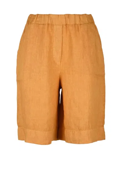 Ambrosio Black/orange Linen Shorts In Brown