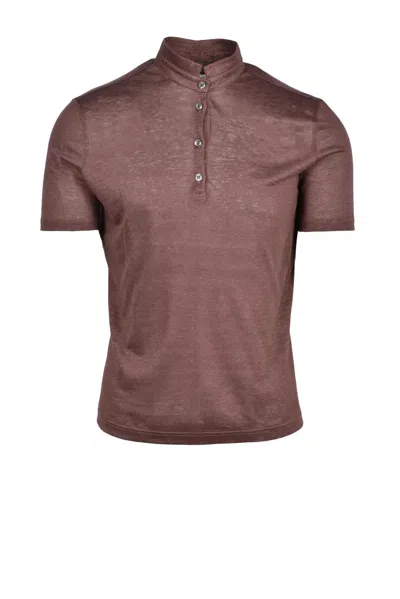 Ambrosio Brown Serafino Linen Polo