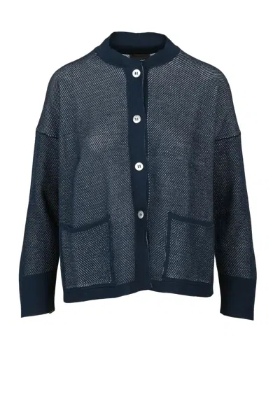 Ambrosio Crew Neck Cardigan - Blue In Black