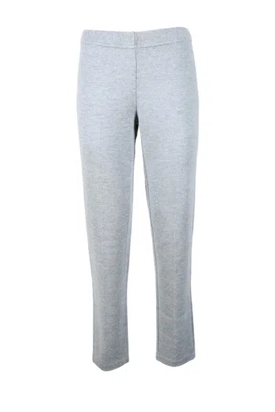Ambrosio Knitted Grey Trousers With Straight-leg Cut And Mid-rise Waist In Blue