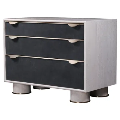 Pre-owned Ambrozia Lulu Nightstand By , Solid Wood, Leather & Metal In Brown