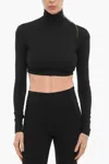 Ambush All-over Monogram Turtle-neck Crop Top In Black