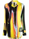 Ambush Asymmetric Print Logo Patch Shirt In Yellow
