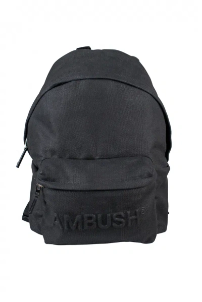 Ambush Backpack With Embossed Logo In Nero/argento
