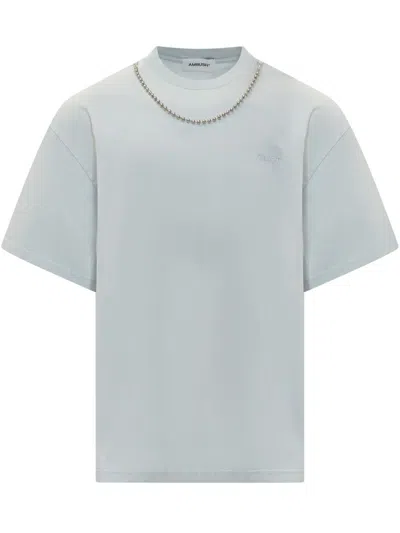 Ambush Blue Ballchain Detail Organic Cotton T-shirt In White