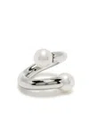 Ambush Barbell Faux Pearl-embellished Ring In Metallic