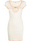Ambush Heart-shaped Cutout Mini Dress In Beige