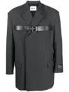 Ambush Belted-detail Virgin-wool Blazer In Grey