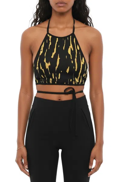 Ambush Black Abstract Halter Neck Top In Yellow