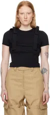 Ambush Black Double Layer Ribbon T-shirt In Black