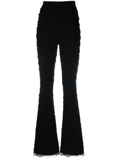 AMBUSH BLACK HIGH WAIST FLARED KNIT TROUSERS