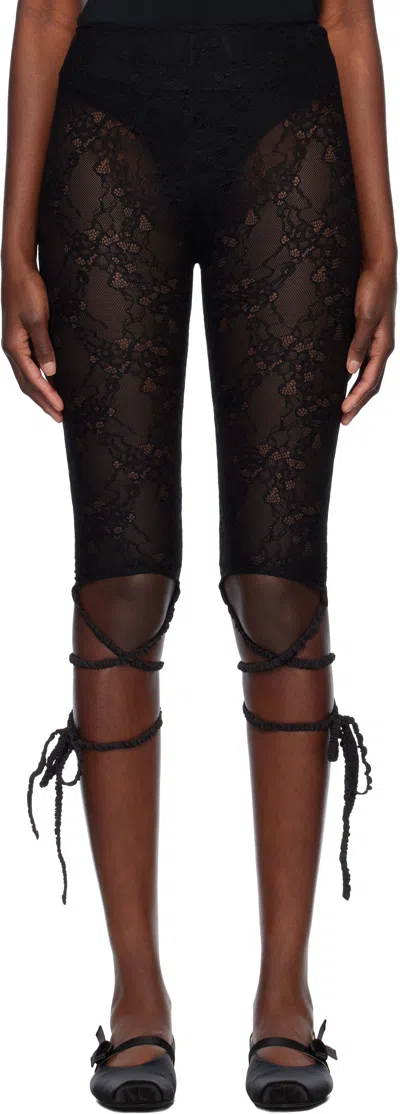 Ambush Black Lace Ribbon Leggings In 19 Black
