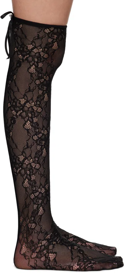 Ambush Black Lace Ribbon Socks In 19 Black