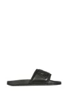 Ambush Black Leather Slide Sandals In Multi