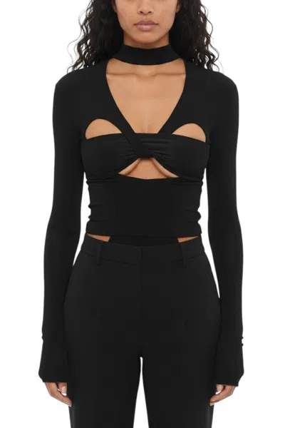 Ambush Black Solid Halter Neck Top