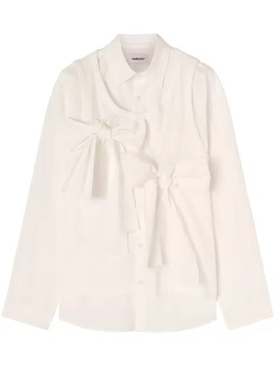 Ambush Bow-embellished Cotton Shirt In White