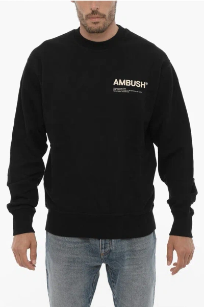 AMBUSH BRUSHED COTTON CREW-NECK SWEATSHIRT WITH PRINTED LOGO