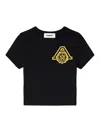Ambush Cropped Ribbed Cotton T-shirt With Short Sleeves In Negro