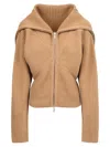 Ambush Lapel Zipper Sweater In Beige