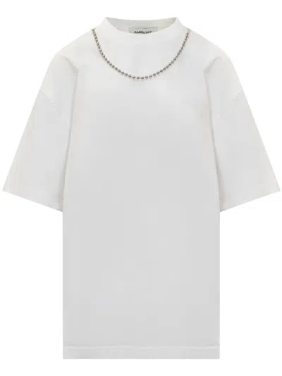 Ambush White Crew Neck T-shirt In Blue