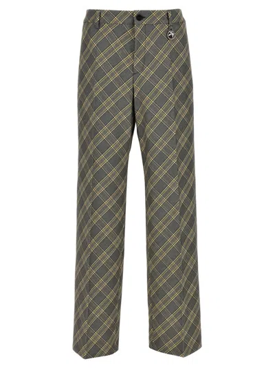 AMBUSH CHECK PRINT COTTON TROUSERS WITH CONCEALED CLOSURE