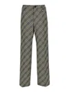 Ambush Check Print Cotton Trousers With Concealed Closure In Multicolour
