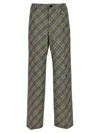 Ambush Check Print Cotton Trousers With Concealed Closure In Multicolor