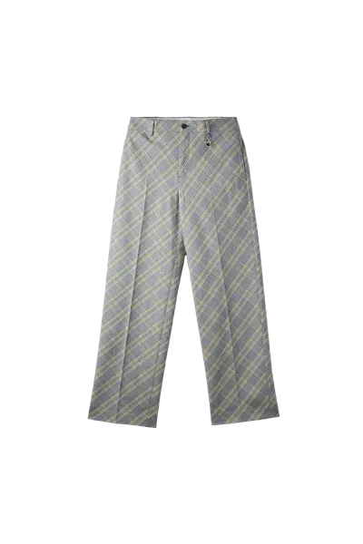 Ambush Check Wide Leg Trousers Grey In Multi