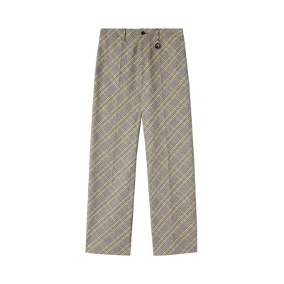 Pre-owned Ambush Check Wide Leg Trousers 'grey' | Men's Size 50 In Gray