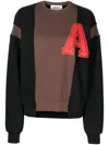 Ambush Collegiate-print Patchwork Sweatshirt In Black Valiant Poppy