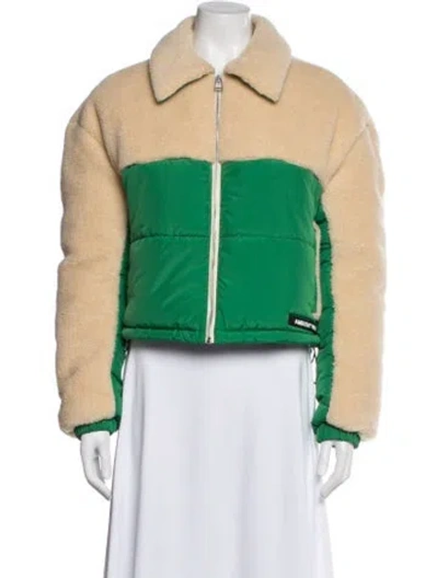 Pre-owned Ambush Colorblock Pattern Bomber Jacket In Green