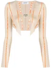 Ambush Contrast-trim Cropped Cardigan In Neutrals