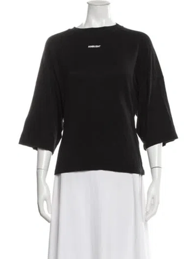 Pre-owned Ambush Crew Neck Three-quarter Sleeve Top In Black