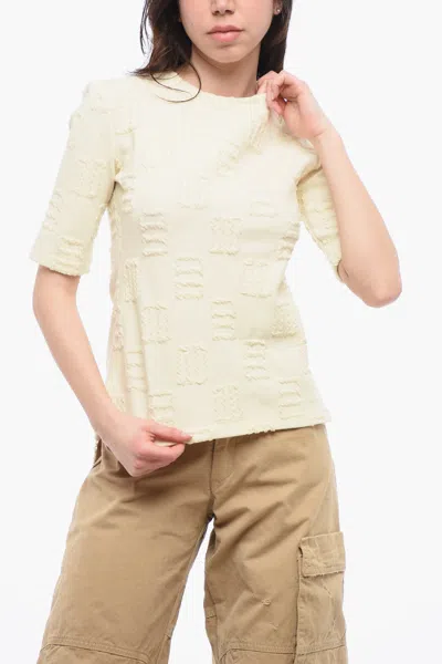 Ambush Crewneck T-shirt With Stitching Detailing In Panna