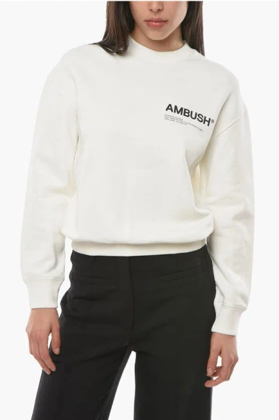 Ambush Crewneck Workshop Sweatshirt With Logo Print In White