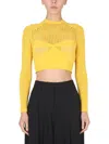 Ambush Cropped Mesh Knitwear Top In Yellow