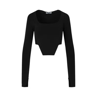 Pre-owned Ambush Cropped Asymmetric Hem Top 'black' | Women's Size M