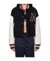 Ambush Navy Cropped Stadium Bomber Jacket In Black