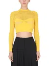 Ambush Cropped Mesh Knitwear Top In Yellow